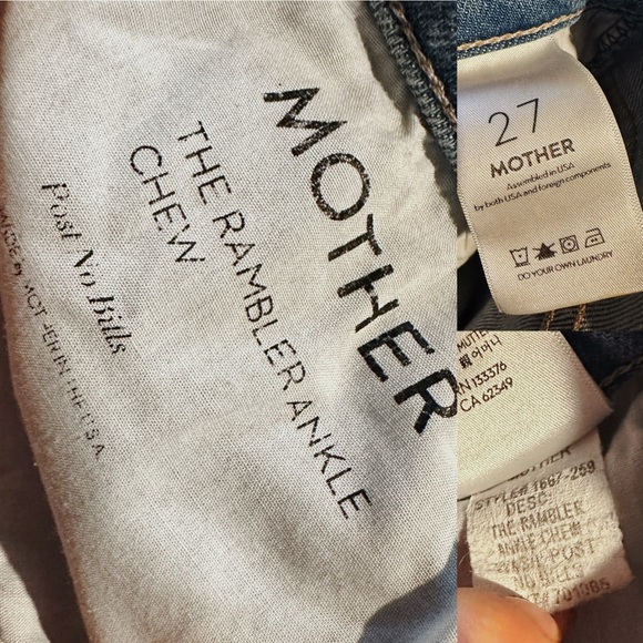 Mother Superior The Rambler Ankle Chew Post No Bills Blue Wide Leg Crop Jeans - Picture 14 of 17